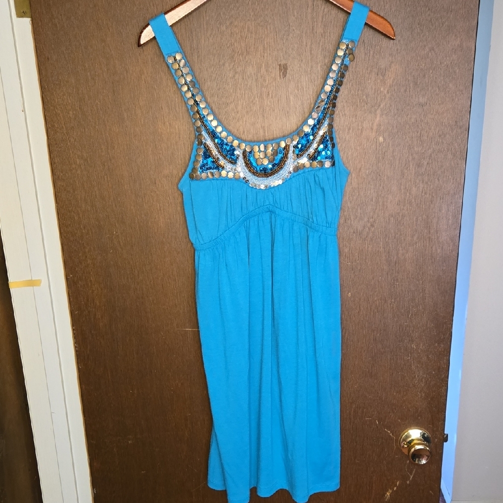 Bailey Blue Turquoise Embellished Tank Top